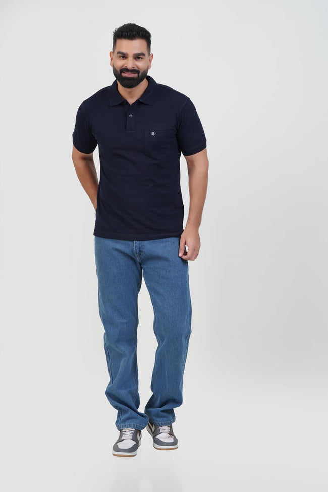 CASCADE Men’s Premium Polo T-Shirt – Navy Blue – Half Sleeve Hover Image