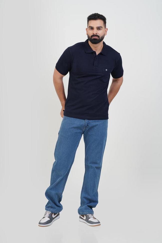 CASCADE Men’s Premium Polo T-Shirt – Navy Blue – Half Sleeve Main Image