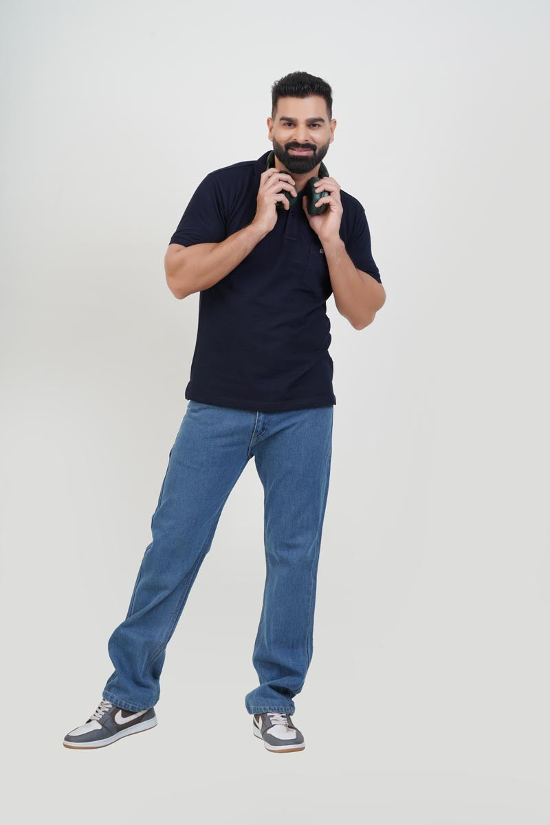 CASCADE Men’s Premium Polo T-Shirt – Navy Blue – Half Sleeve