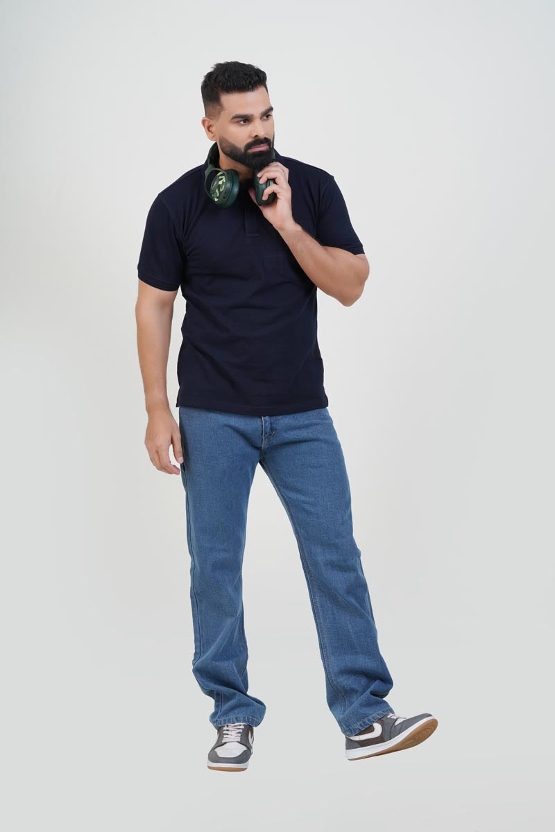 CASCADE Men’s Premium Polo T-Shirt – Navy Blue – Half Sleeve