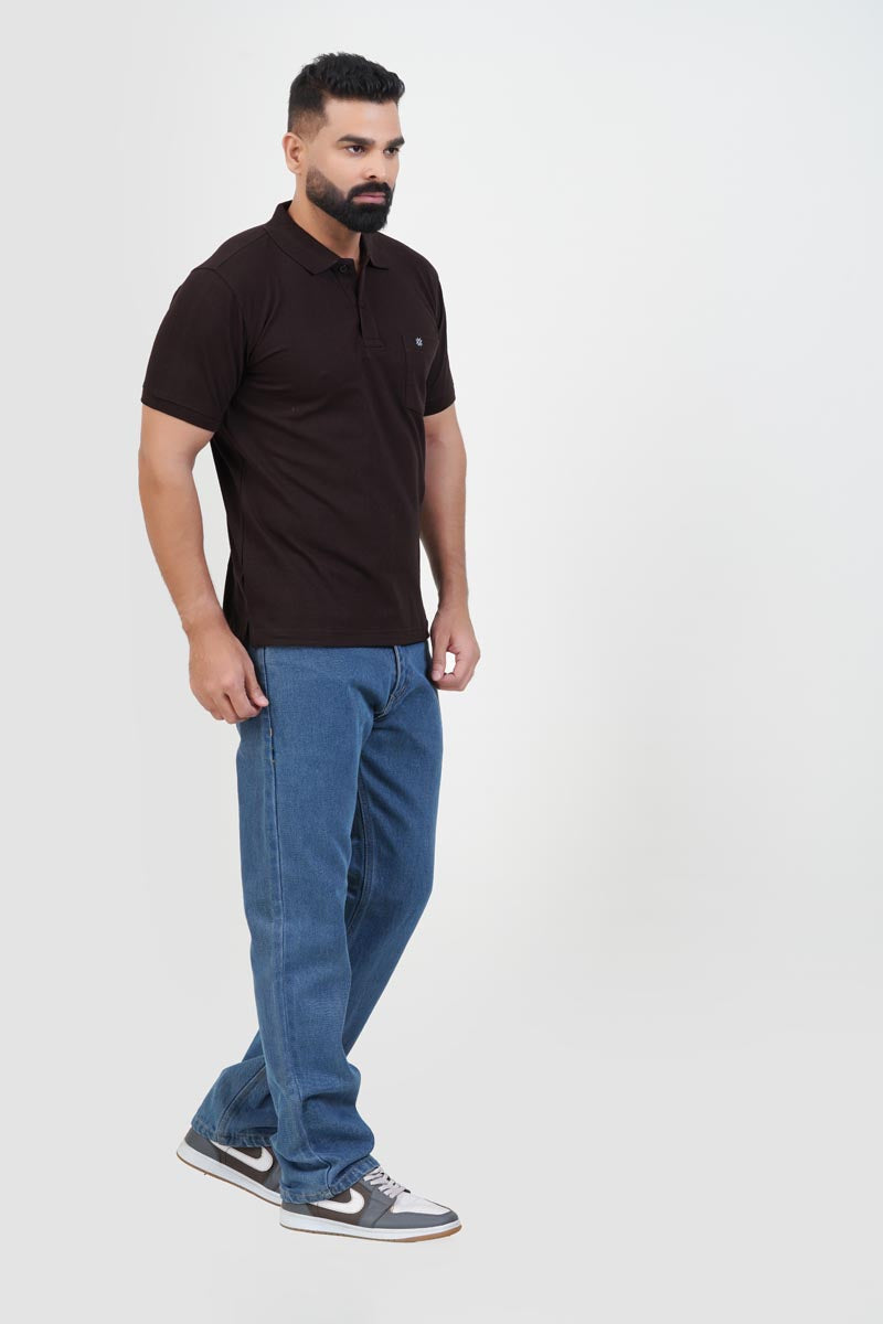 CASCADE Men’s Premium Polo T-Shirt – Dark Brown – Half Sleeve