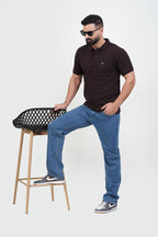 CASCADE Men’s Premium Polo T-Shirt – Dark Brown – Half Sleeve