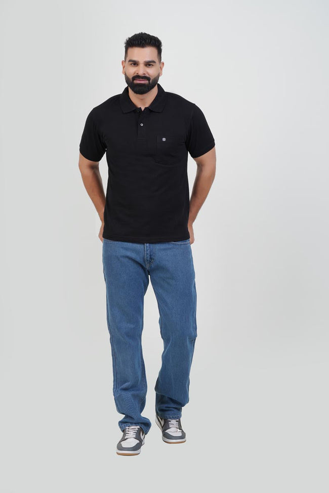 CASCADE Men’s Premium Polo T-Shirt – Black – Half Sleeve Hover Image