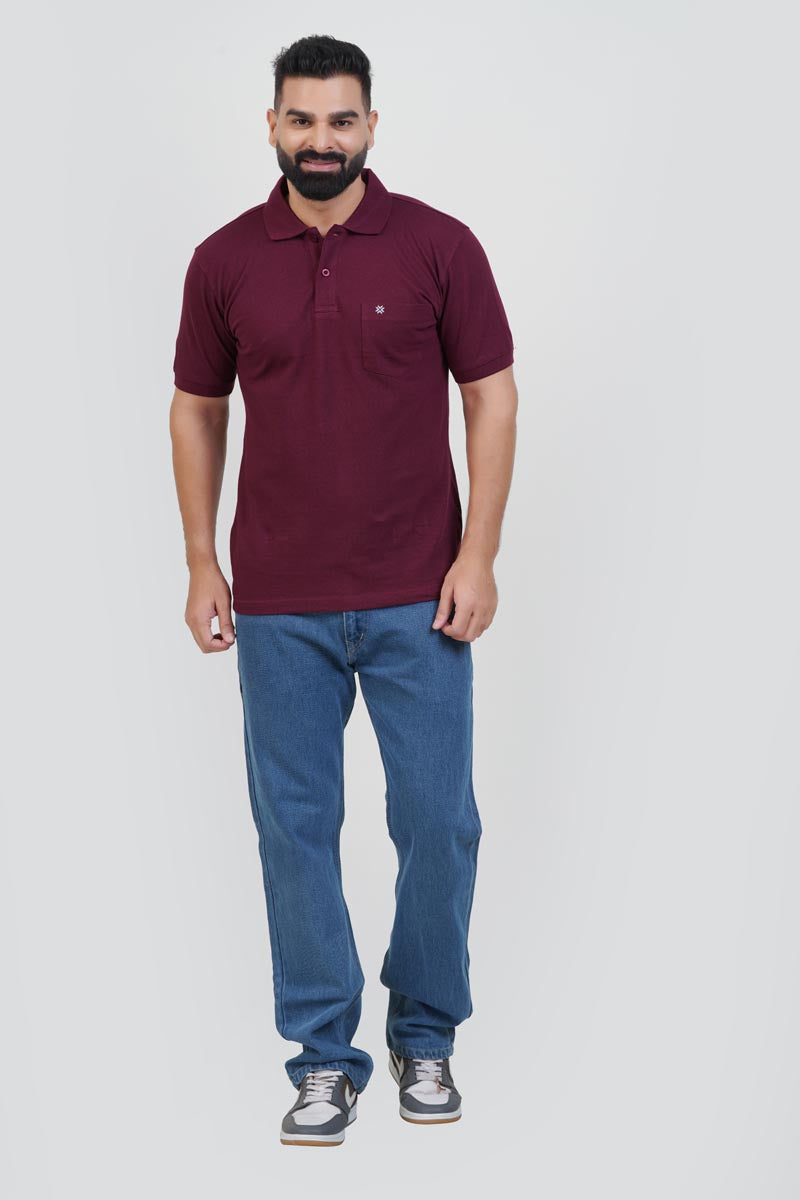 CASCADE Men’s Premium Polo T-Shirt –  Maroon – Half Sleeve