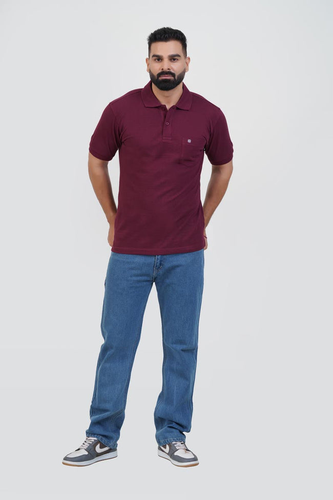 CASCADE Men’s Premium Polo T-Shirt –  Maroon – Half Sleeve Main Image
