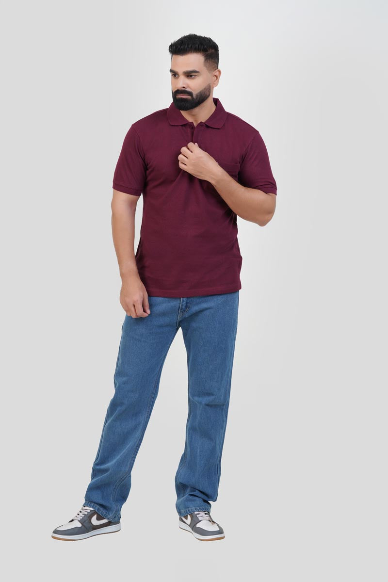 CASCADE Men’s Premium Polo T-Shirt –  Maroon – Half Sleeve