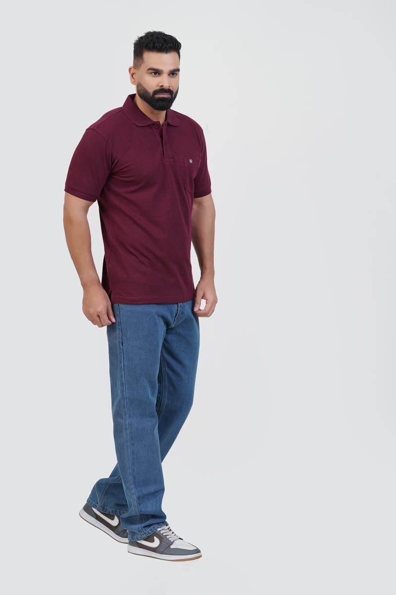 CASCADE Men’s Premium Polo T-Shirt –  Maroon – Half Sleeve