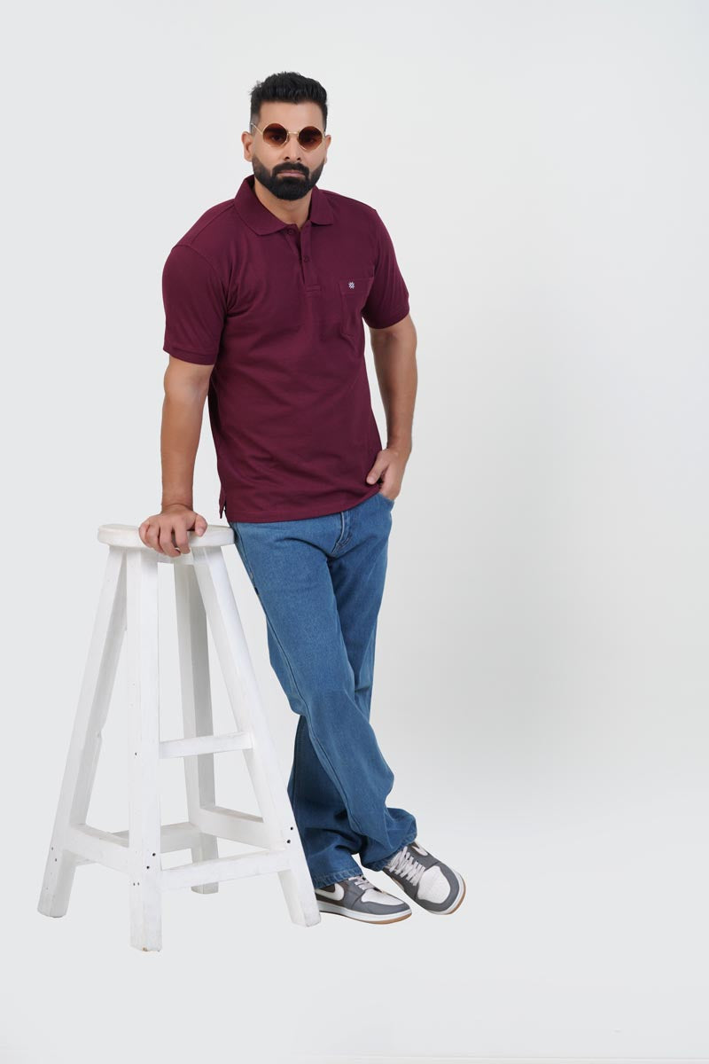 CASCADE Men’s Premium Polo T-Shirt –  Maroon – Half Sleeve