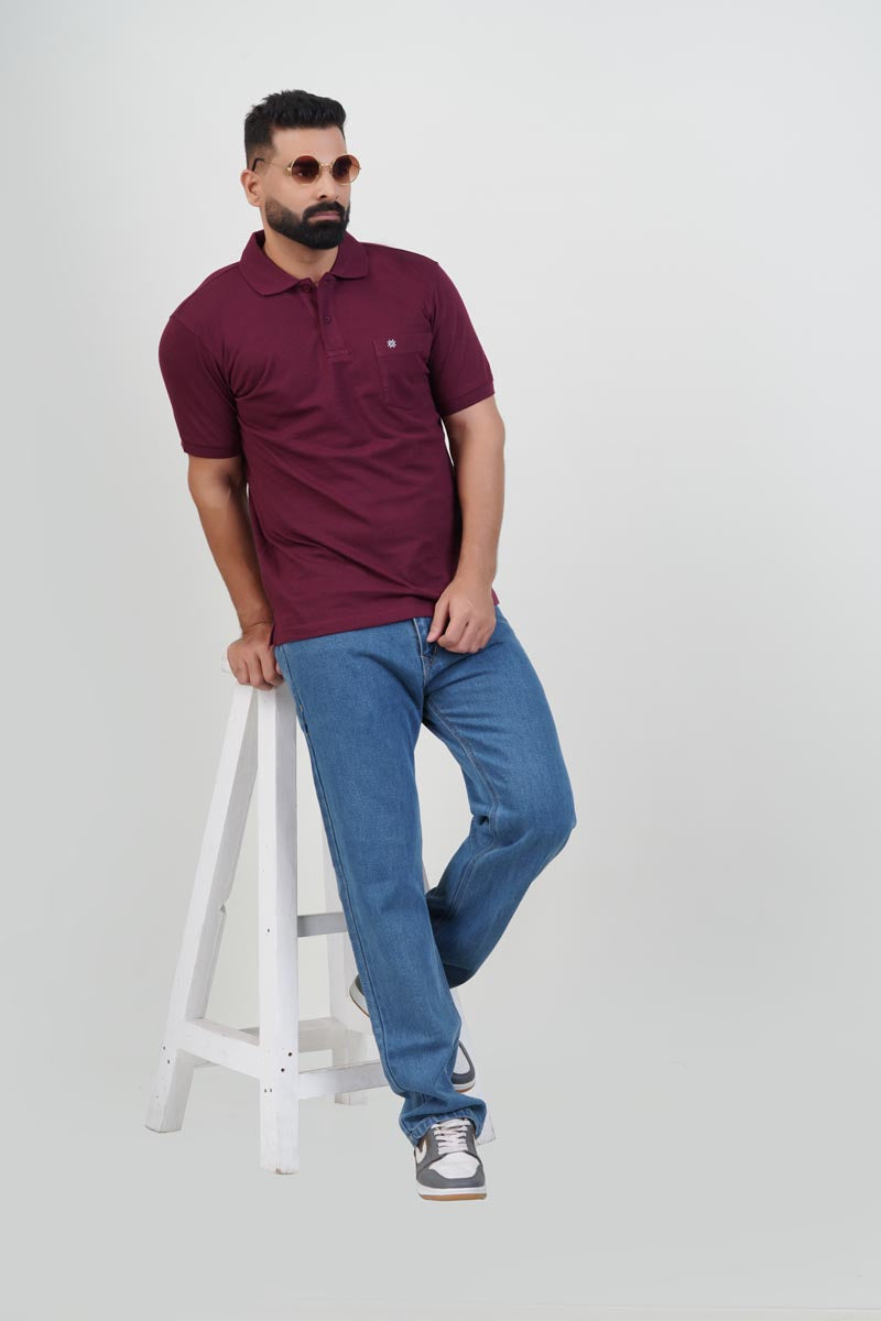 CASCADE Men’s Premium Polo T-Shirt –  Maroon – Half Sleeve