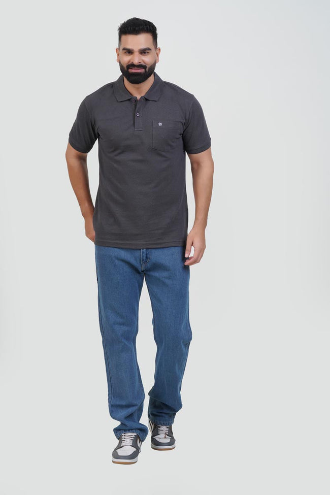 CASCADE Men’s Premium Polo T-Shirt – Charcoal Gray – Half Sleeve Hover Image