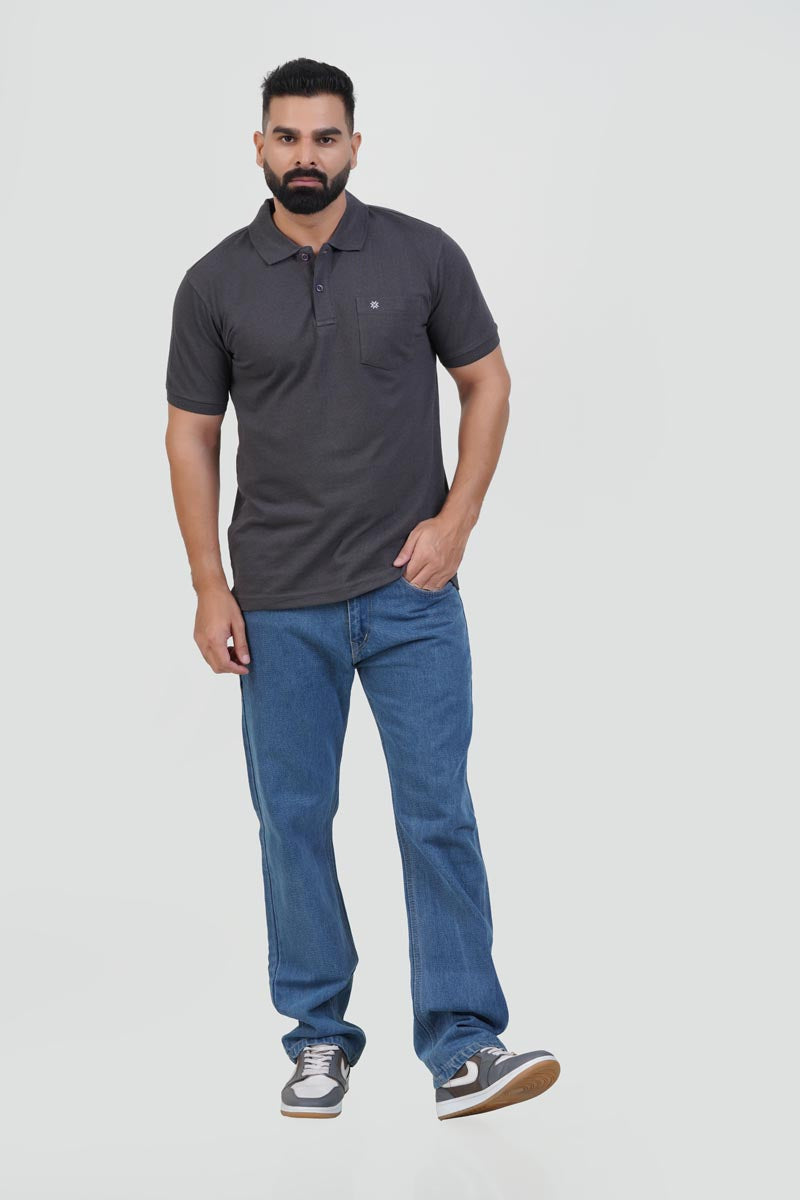 CASCADE Men’s Premium Polo T-Shirt – Charcoal Gray – Half Sleeve
