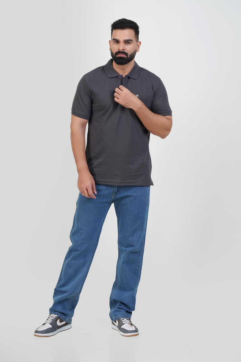 CASCADE Men’s Premium Polo T-Shirt – Charcoal Gray – Half Sleeve
