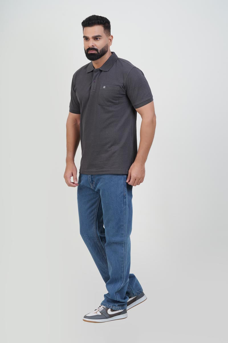 CASCADE Men’s Premium Polo T-Shirt – Charcoal Gray – Half Sleeve