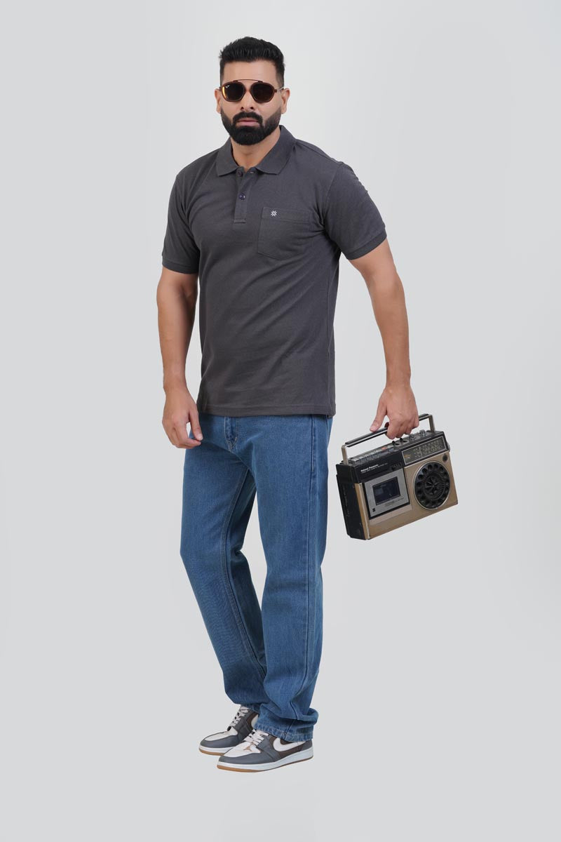 CASCADE Men’s Premium Polo T-Shirt – Charcoal Gray – Half Sleeve