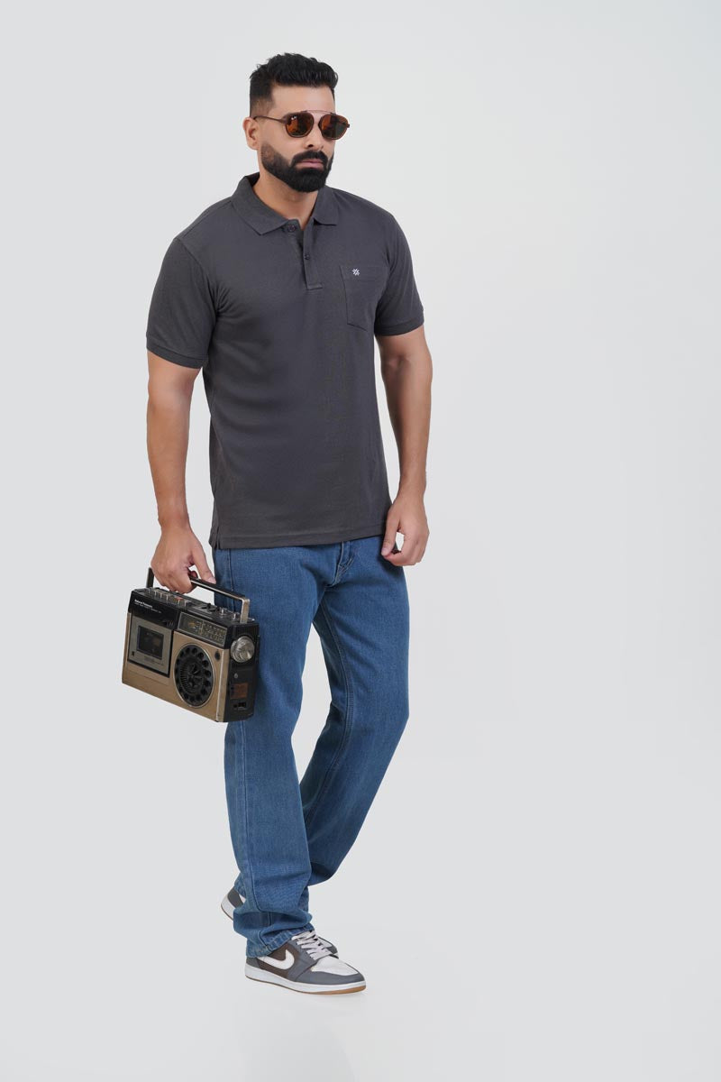 CASCADE Men’s Premium Polo T-Shirt – Charcoal Gray – Half Sleeve