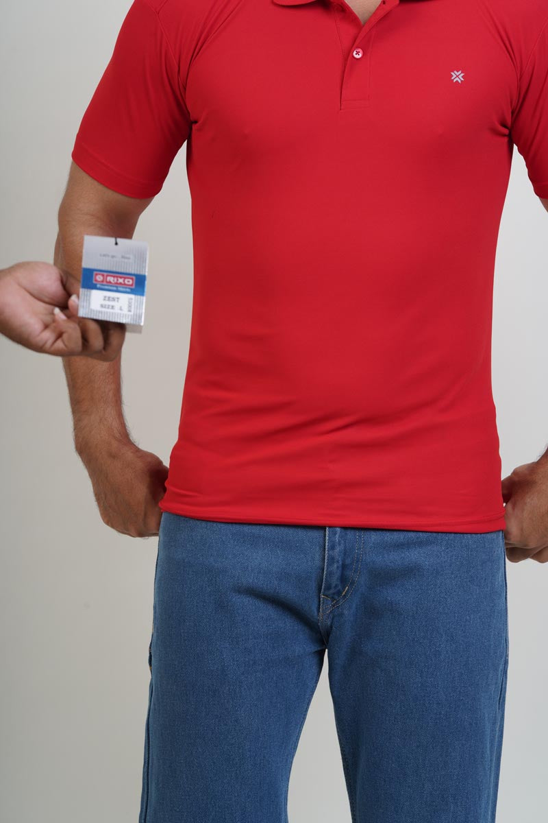 ZEST Men’s Premium Polo T-Shirt – Red – Half Sleeve