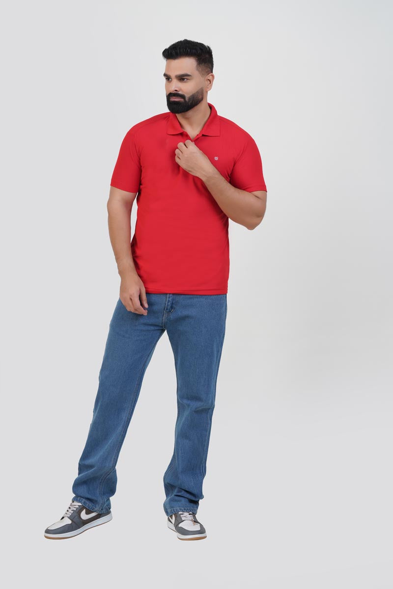 ZEST Men’s Premium Polo T-Shirt – Red – Half Sleeve