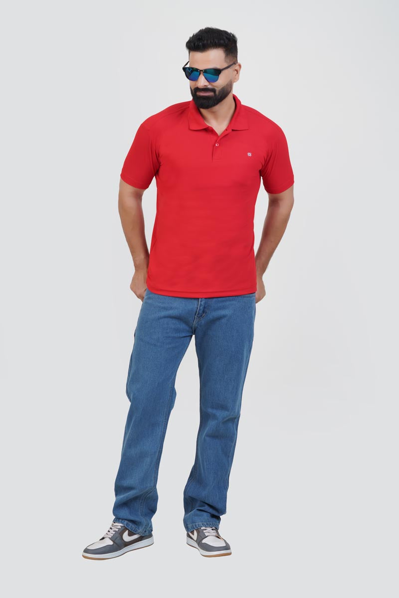 ZEST Men’s Premium Polo T-Shirt – Red – Half Sleeve
