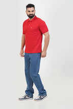 CASCADE Men’s Premium Polo T-Shirt – Red – Half Sleeve