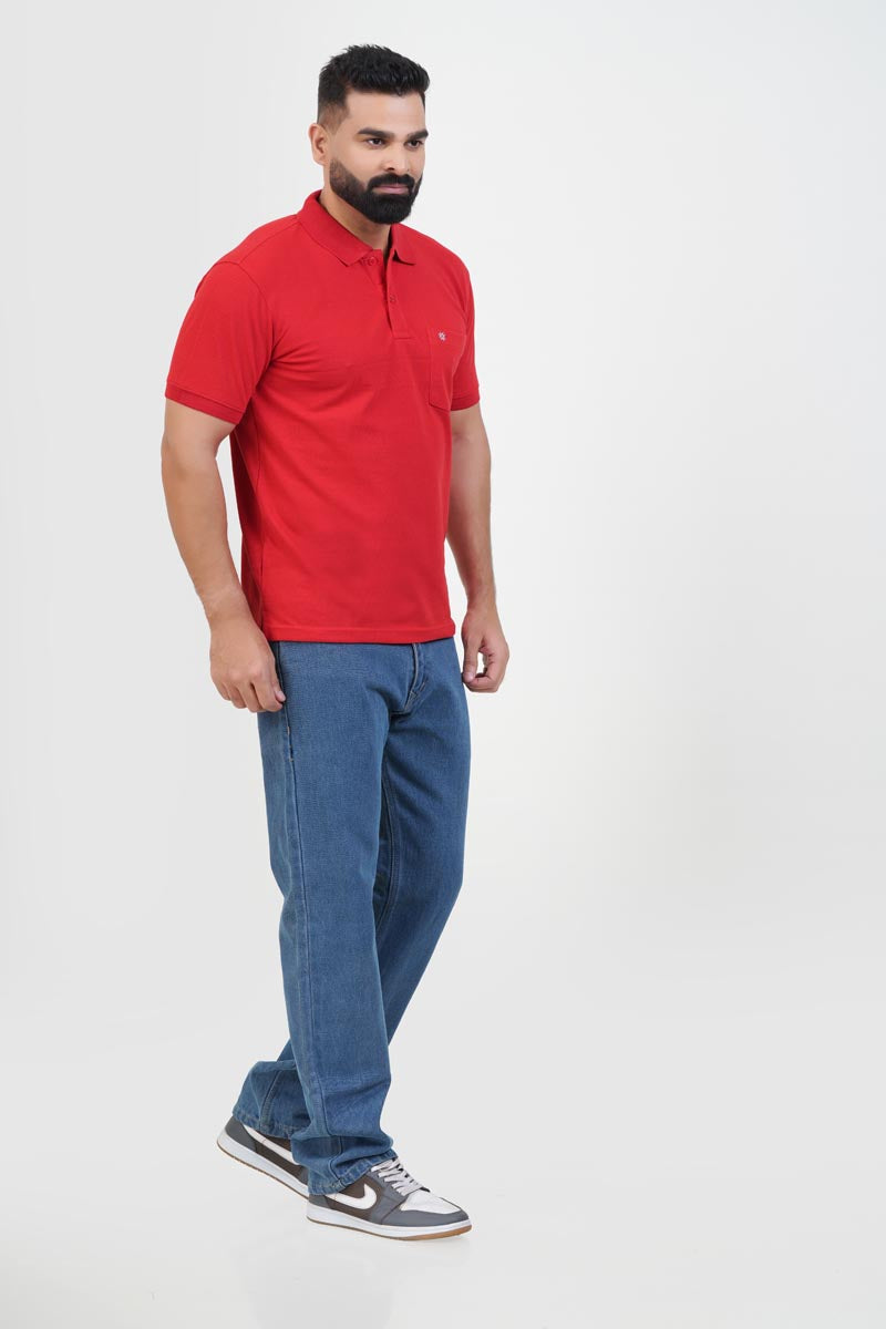CASCADE Men’s Premium Polo T-Shirt – Red – Half Sleeve