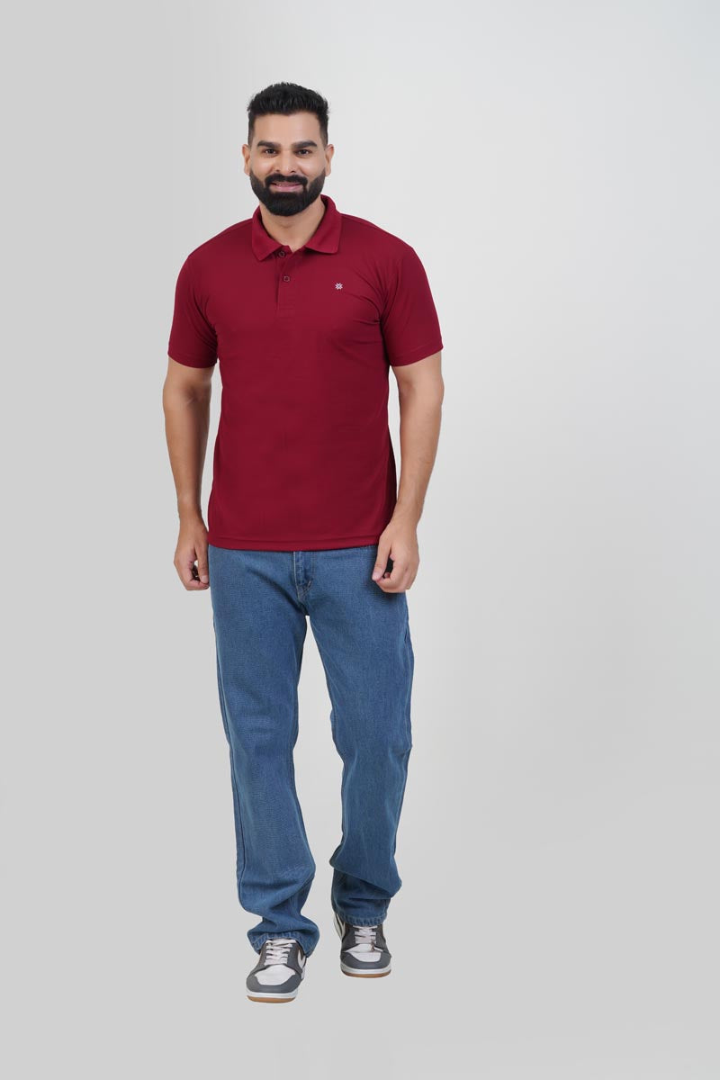 ZEST Men’s Premium Polo T-Shirt – Maroon Red – Half Sleeve