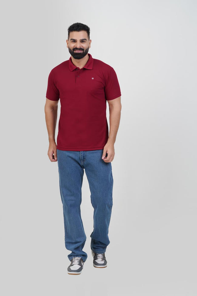 ZEST Men’s Premium Polo T-Shirt – Maroon Red – Half Sleeve Hover Image