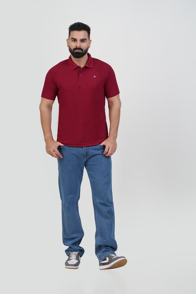 ZEST Men’s Premium Polo T-Shirt – Maroon Red – Half Sleeve Main Image