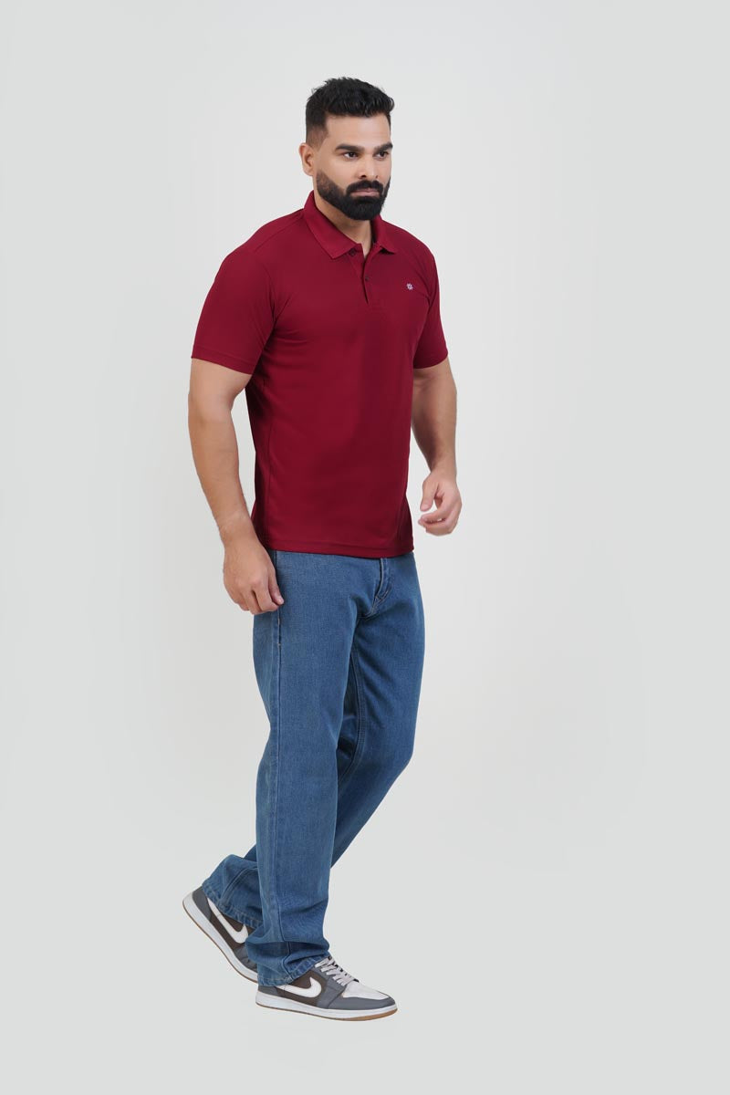 ZEST Men’s Premium Polo T-Shirt – Maroon Red – Half Sleeve
