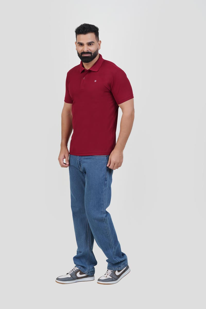 ZEST Men’s Premium Polo T-Shirt – Maroon Red – Half Sleeve