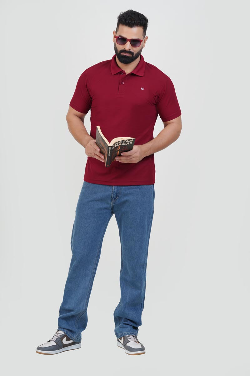 ZEST Men’s Premium Polo T-Shirt – Maroon Red – Half Sleeve