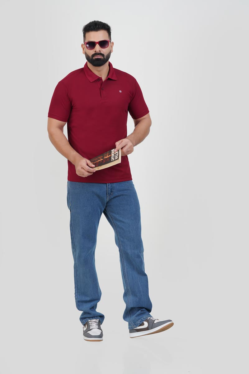 ZEST Men’s Premium Polo T-Shirt – Maroon Red – Half Sleeve