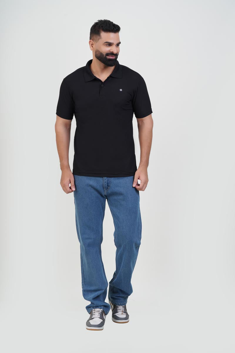 ZEST Men’s Premium Polo T-Shirt – Classic Black – Half Sleeve