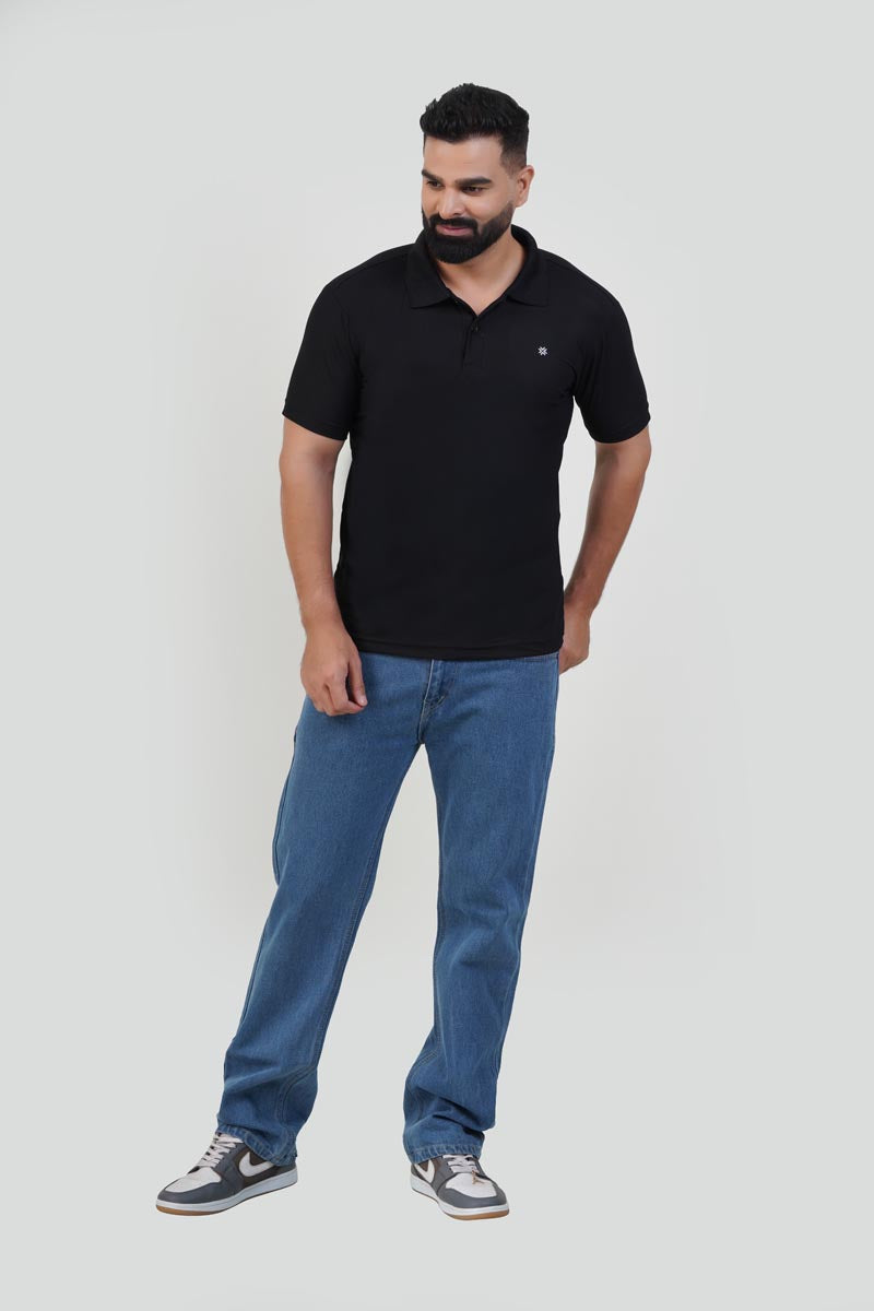 ZEST Men’s Premium Polo T-Shirt – Classic Black – Half Sleeve