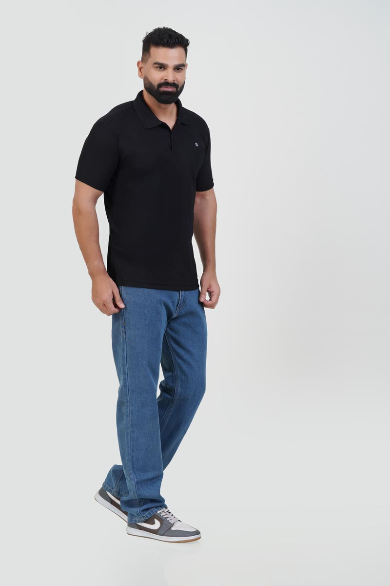 ZEST Men’s Premium Polo T-Shirt – Classic Black – Half Sleeve