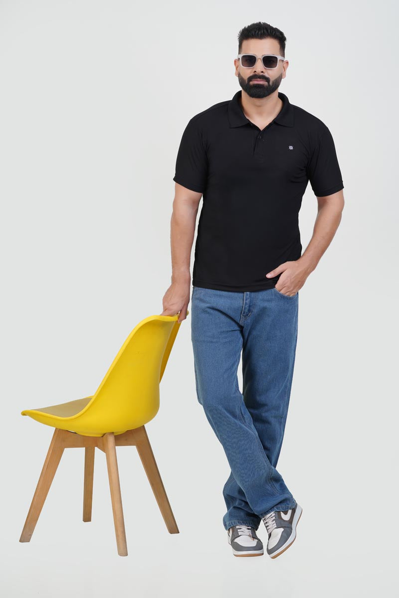 ZEST Men’s Premium Polo T-Shirt – Classic Black – Half Sleeve