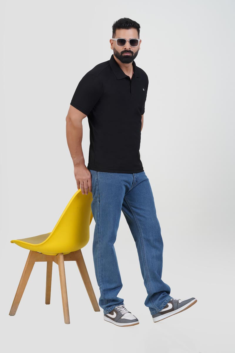 ZEST Men’s Premium Polo T-Shirt – Classic Black – Half Sleeve