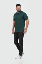 CASCADE Men’s Premium Polo T-Shirt – Bottle Green – Half Sleeve