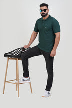CASCADE Men’s Premium Polo T-Shirt – Bottle Green – Half Sleeve