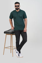CASCADE Men’s Premium Polo T-Shirt – Bottle Green – Half Sleeve