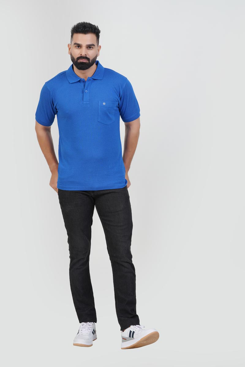 CASCADE Men’s Premium Polo T-Shirt – Royal Blue – Half Sleeve