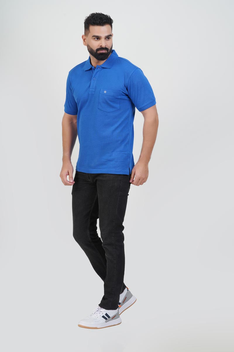 CASCADE Men’s Premium Polo T-Shirt – Royal Blue – Half Sleeve