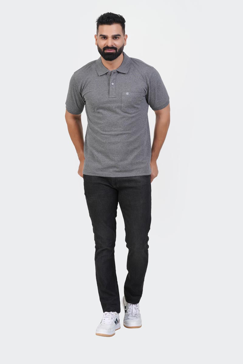 CASCADE Men’s Premium Polo T-Shirt – Charcoal Grey – Half Sleeve