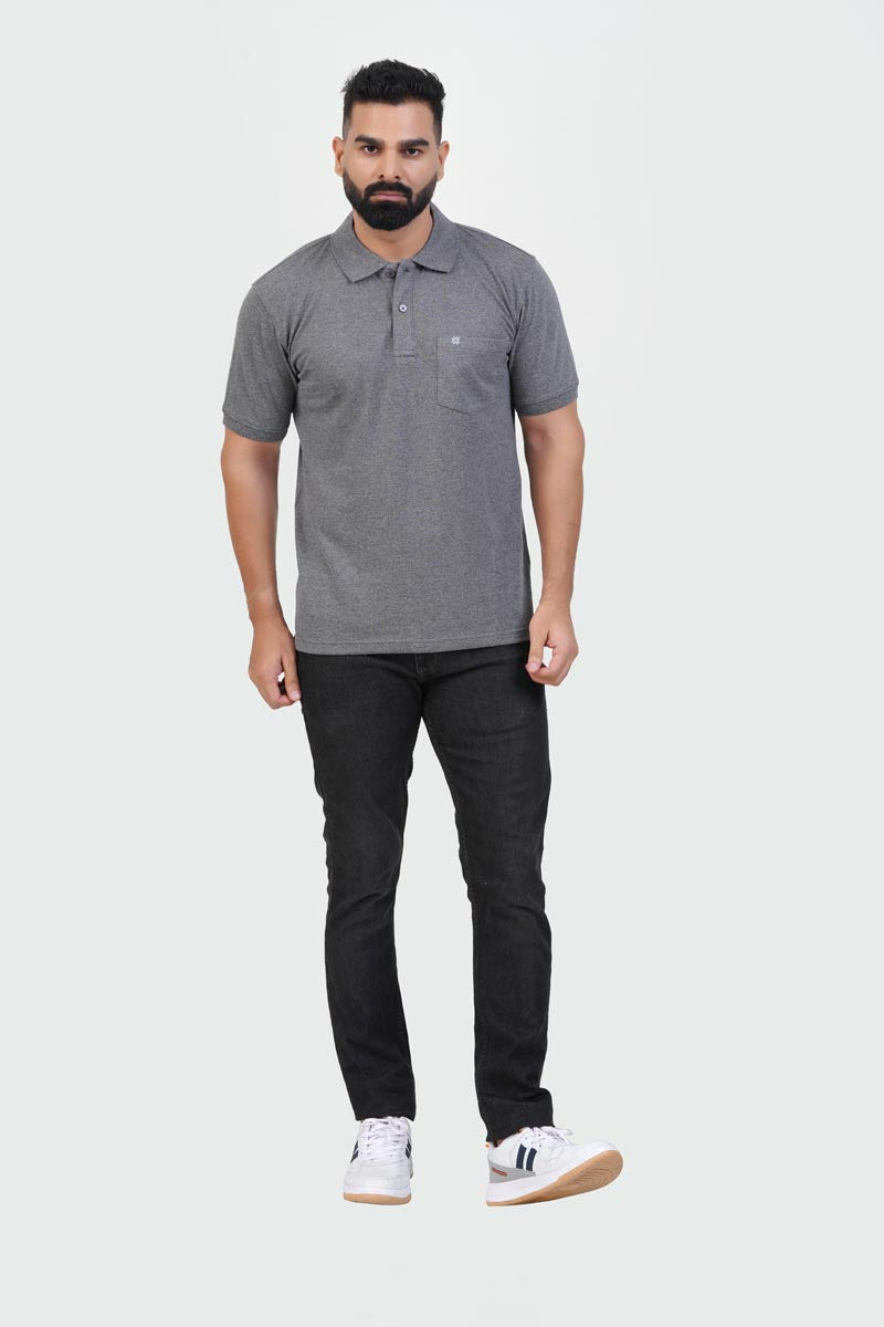 CASCADE Men’s Premium Polo T-Shirt – Charcoal Grey – Half Sleeve
