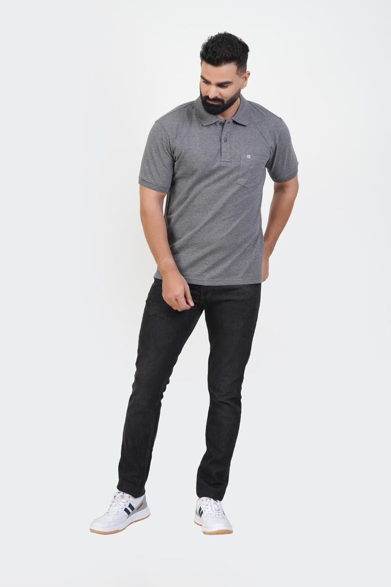 CASCADE Men’s Premium Polo T-Shirt – Charcoal Grey – Half Sleeve