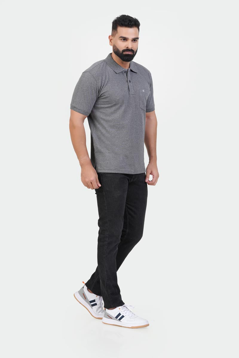 CASCADE Men’s Premium Polo T-Shirt – Charcoal Grey – Half Sleeve