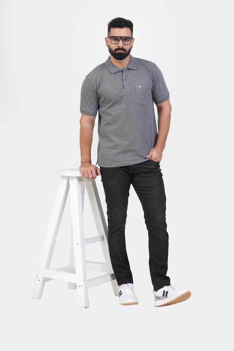 CASCADE Men’s Premium Polo T-Shirt – Charcoal Grey – Half Sleeve