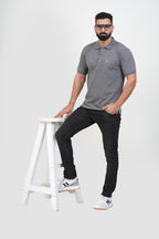 CASCADE Men’s Premium Polo T-Shirt – Charcoal Grey – Half Sleeve