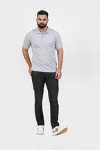 CASCADE Men’s Premium Polo T-Shirt – Light Grey Melange – Half Sleeve