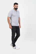 CASCADE Men’s Premium Polo T-Shirt – Light Grey Melange – Half Sleeve