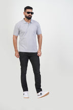 CASCADE Men’s Premium Polo T-Shirt – Light Grey Melange – Half Sleeve